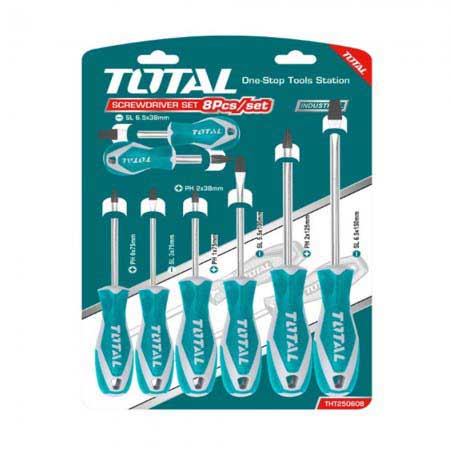 8-piece screwdriver set with rubber handle