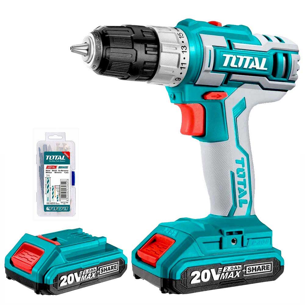 Impact drill, 20 volts, extra battery, 47 pieces