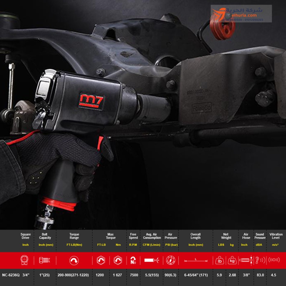 M7 square wrench 3/4" torque 1627 Nm - 7500 rpm