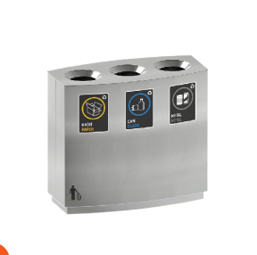 وحدة إعادة تدوير 3 صناديق (معدن - زجاج - ورق) استانلس بالكامل تركي ماركة KENWAY موديل SRP-125-3