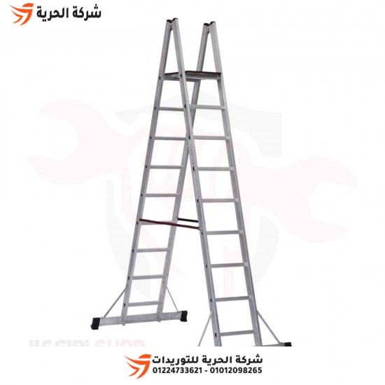 Double ladder with platform on both sides, height 2.98 meters, 8 steps, Turkish GAGSAN