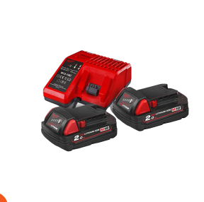 عدد 2 بطاريه 12 فولت – 2 امبير + شاحن أمريكي ماركة MILWAUKEE