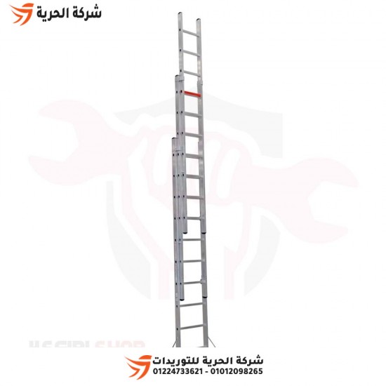 Multi-use three-link ladder, height 7.10 meters, 9 steps, Turkish GAGSAN
