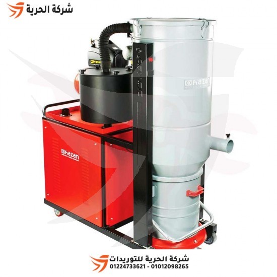 Dust and liquid suction vacuum cleaner, 285 liters, 7.5 HP, on a Turkish HAZAN trolley, model MAMUT 705
