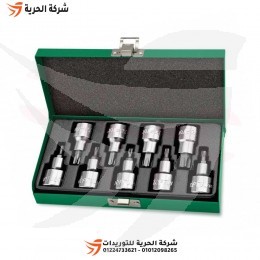 طقم لقم آلن كي نجمة قصير 1/2 بوصة 9 قطع TOPTUL موديل GAAD0903