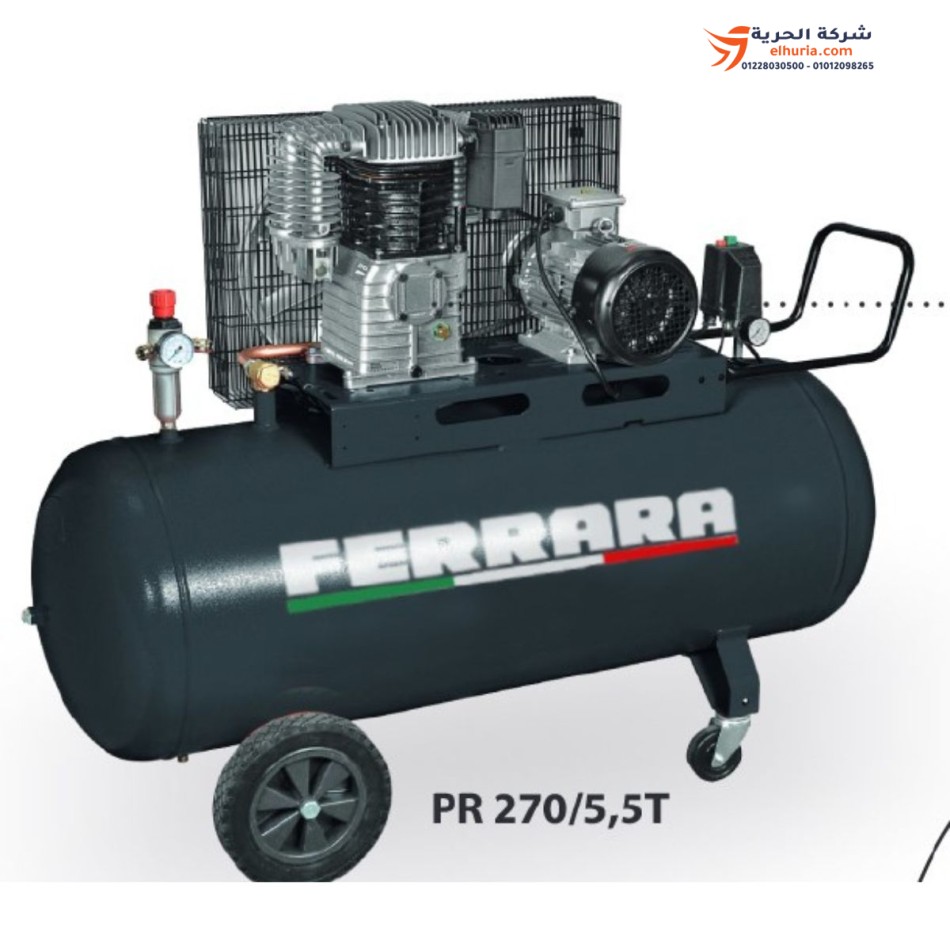 Kompressor 500 Liter, 5,5 PS, Gusseisenriemen, italienischer FERRERA PR500 C/5,5 T 5,5 PS