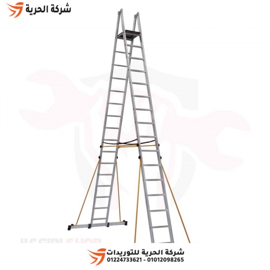 Double ladder with platform on both sides, height 4.94 meters, 15 steps, Turkish GAGSAN