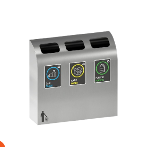 وحدة إعادة تدوير 3 صناديق (بلاستيك- زجاج - ورق) استانلس بالكامل تركي ماركة KENWAY موديل SRP-117-3