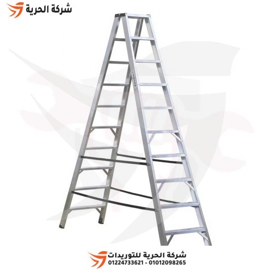 Double ladder, 2.50 meters wide, 10 steps, Turkish GAGSAN