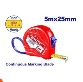 متر قياس 5 متر , 25 مللي جسم بلاستيك صيني ماركة EMTOP