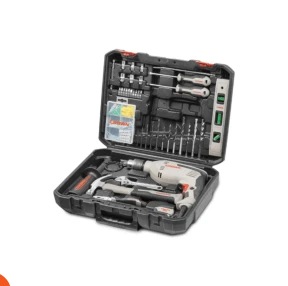 طقم شنيور 13 مم دقاق يمال ويمين الكتروني 600 واط 98 قطعة ماركة CROWN