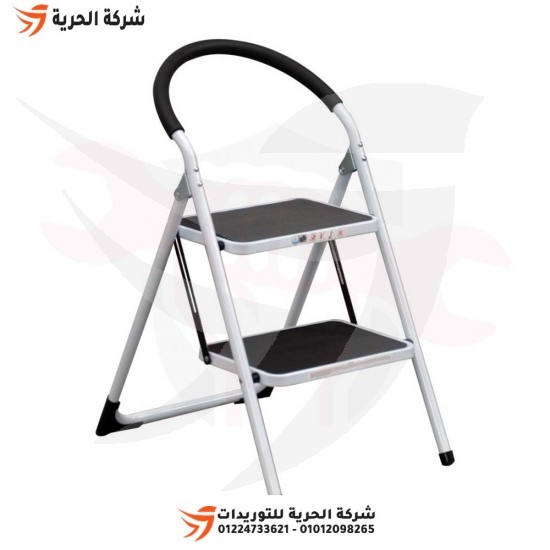 Double ladder, wide rubber staircase and standing platform, 0.98 meters, 2 steps, Turkish GAGSAN