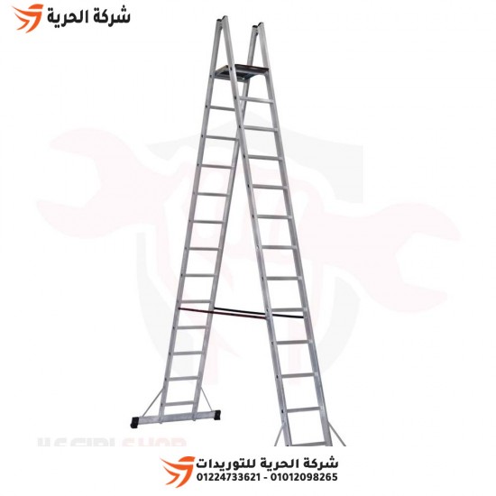 Double ladder with platform on both sides, height 4.10 meters, 12 steps, Turkish GAGSAN