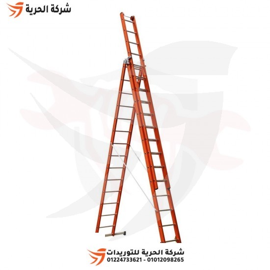 Three-link multi-use ladder, fiberglass, height 10.25 meters, 14 steps, Turkish GAGSAN