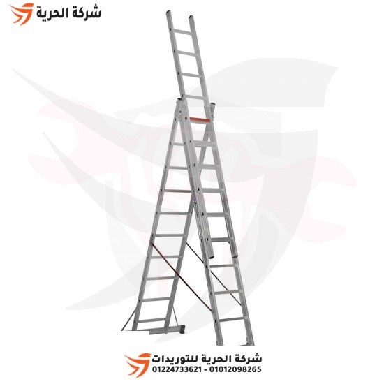 Multi-use three-link ladder, height 6.90 meters, 10 steps, Turkish GAGSAN