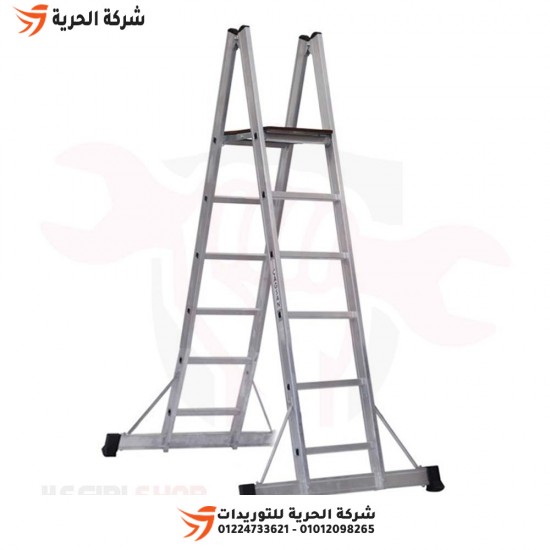 Double ladder with platform on both sides, height 2.10 meters, 5 steps, Turkish GAGSAN