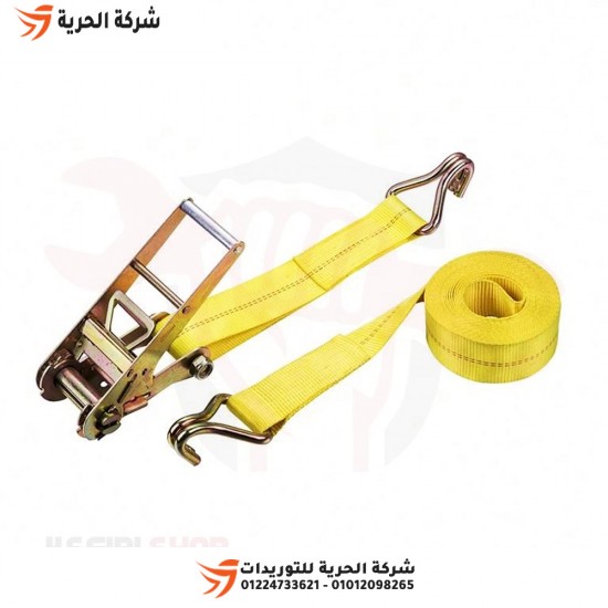 Round loading wire, 1 inch, length 10 meters, yellow, with tensioner and hook, Emirati DELTAPLUS