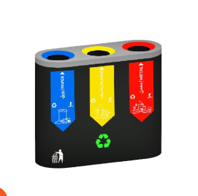 وحدة إعادة تدوير 3 صناديق (بلاستيك- معدن- ورق) استانلس بالكامل تصنيع محلي ماركة KENWAY موديل SRP-107-3